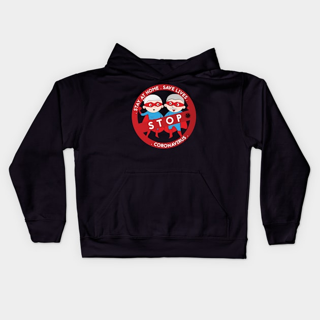 Stop coronavirus - seniors 2 Kids Hoodie by grafart